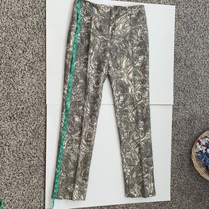 Oscar de la Renta Gold Lame and Embroidery Pants